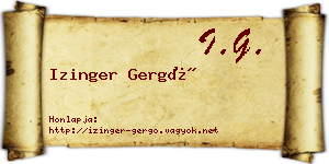 Izinger Gergő névjegykártya